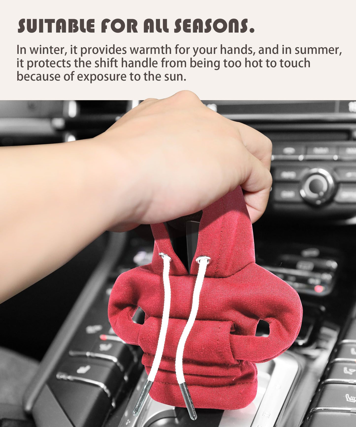 Gear Shift Hoodie,Car Decor Car Gear Shift Cover,Gear Shift Knob Cover Gear Shift Hoodie Cover, Car Shift Knob Hoodie,Fashionable Hoodie Shift Knob Protector Car Accessories for Women (Red)