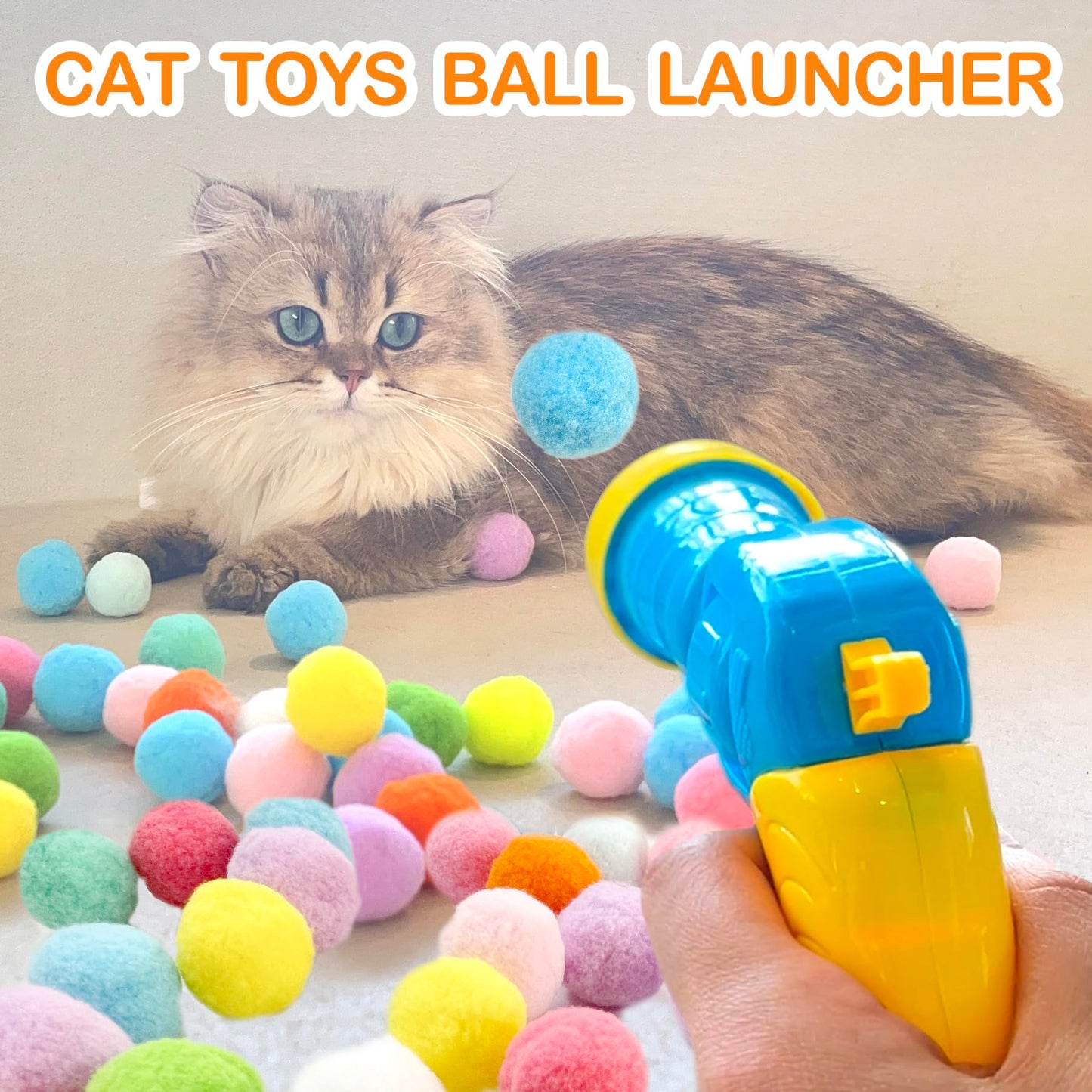 Lot de 31 lanceurs de balles pour chat, jouet à rapporter des balles pour chat, 30 lanceurs de balles en peluche pour chat avec 1 pistolet, jouets interactifs amusants pour chats adultes d'intérieur qui s'ennuient, jouets mignons pour chatons