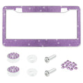 UBOG License Plate Frames,Car Accessories for Women,Car Accessories Stainless Steel Car Plate Frame,Bling License Plate Frame with Sparkly Diamond Screw Caps,Fits Most US License Plate (Purple)