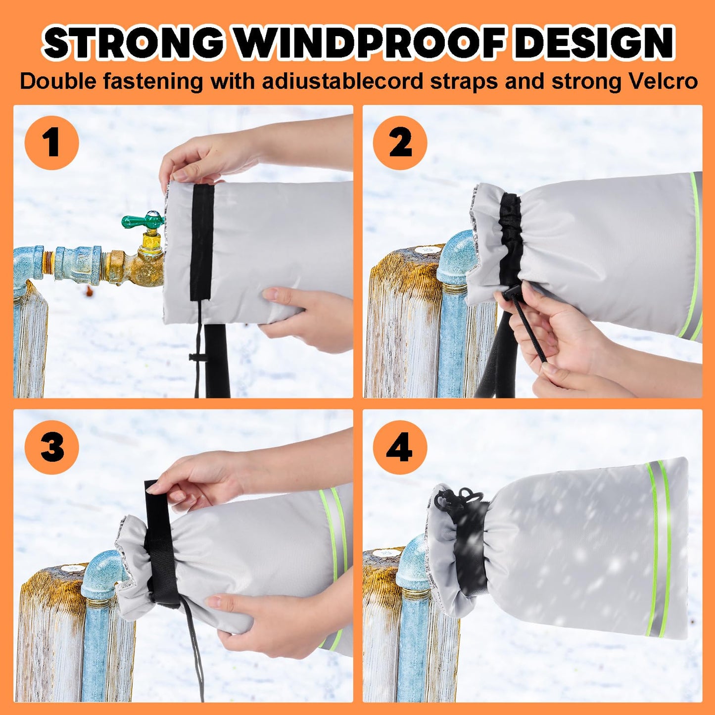 Outdoor Faucet Covers for Winter, 11.8" H X 7.8" W Hose Covers for Winter, Outside Waterproof Insulated Spigot Freeze Protection with Thickened 420d Oxford Fabric and Aluminum Foil Fabric (2pcs)