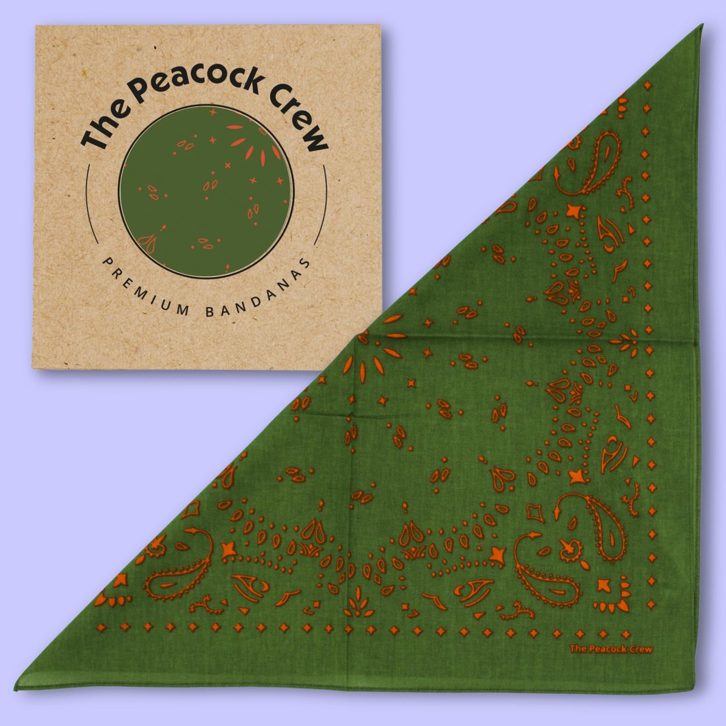 The Peacock Crew Bandanas in Premium Soft Cotton for Men Women Dog Kid Bandana Paisley Pattern Scarf Neckerchief Gift Pack MILITARY FUNKY