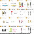 EXAURAFELIS - Kit de 29 señuelos para pesca en agua salada, kit de aparejos de cebo para lubina, accesorios de pesca de trucha y salmón, caja de aparejos que incluye señuelos de cuchara, gusanos de plástico blando, crankbait, anzuelos de pesca