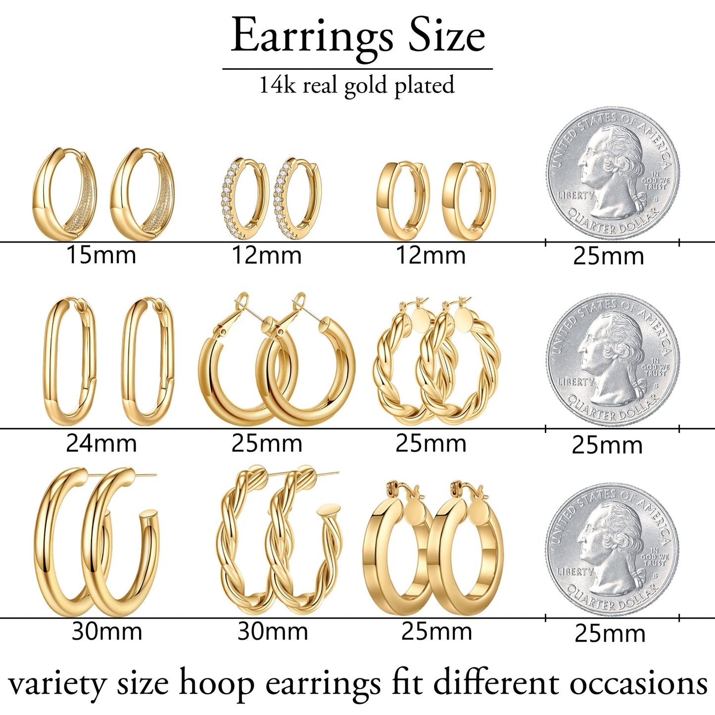 Yesteel Gold Hoop Earrings - 14k Gold Plated Small Hoop Earrings for Women Trendy Hypoallergenic Womens Hoop Huggie Earrings, Gold Jewelry for Women, Christmas Gifts for Women