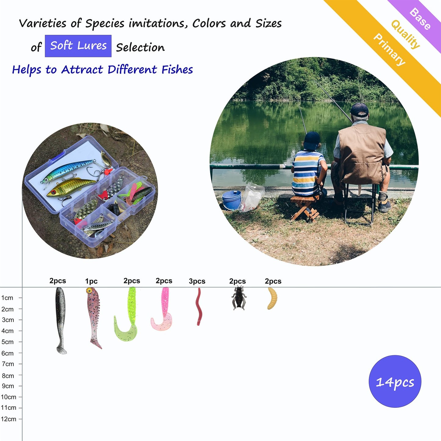 EXAURAFELIS - Kit de 29 señuelos para pesca en agua salada, kit de aparejos de cebo para lubina, accesorios de pesca de trucha y salmón, caja de aparejos que incluye señuelos de cuchara, gusanos de plástico blando, crankbait, anzuelos de pesca