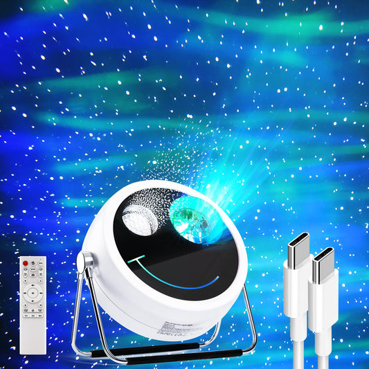 Brizled Star Projector Galaxy Light, USB C Projecteur étoilé blanc Fonctionne avec alimentation PD, haut-parleur Bluetooth et projecteur Aurora à bruit blanc, projecteur LED Galaxy pour chambre à coucher, fête à la maison