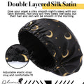 Olivia Sylx - Satin Bonnet & Toddler Silk Bonnet - Sleep Cap & Kids Bonnet for Girls, Hair Cover for Sleeping - Satin Sleep Cap, Adjustable (Gold Moon/Black, 0-3 Year)