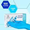 Atlas Medical Supply LLC Nitrile Gloves, Pack of 100 - Latex-Free, Powder-Free Gloves for Hygienic Protection, Home, and Office Use (Small)