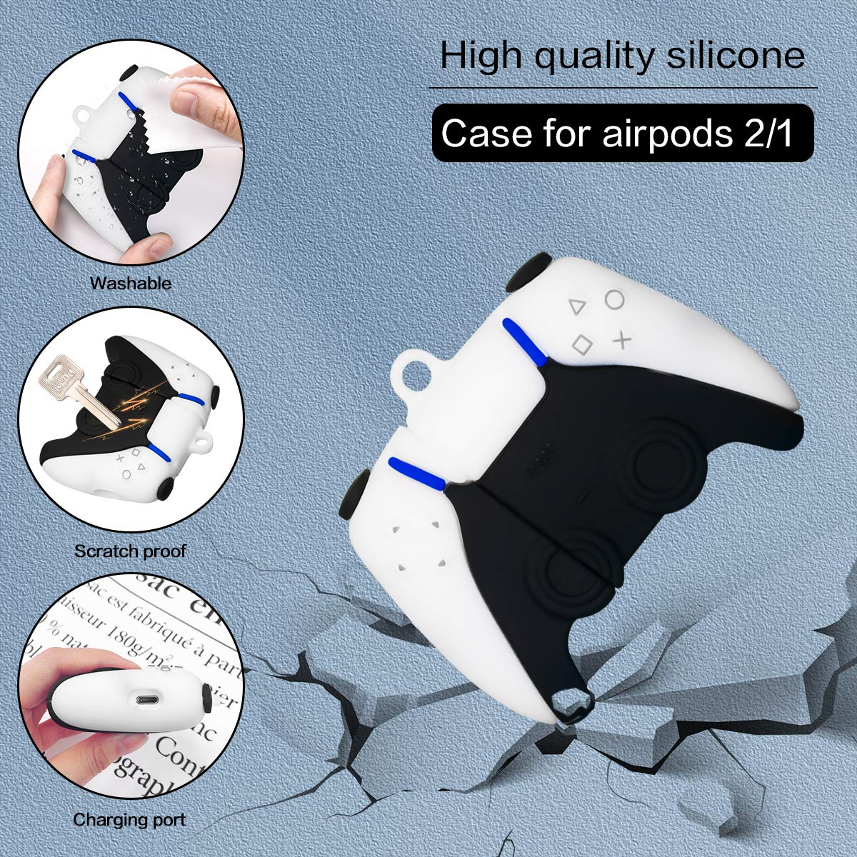 [2Pcs] Étui mignon pour Airpod pour Airpod 2/1, WQNIDE Cartoon Fashion Cool Design Airpods Cover, 3D Cartoon Funny Shock Protective Skin Accessories Airpods Silicone Case pour garçons filles hommes