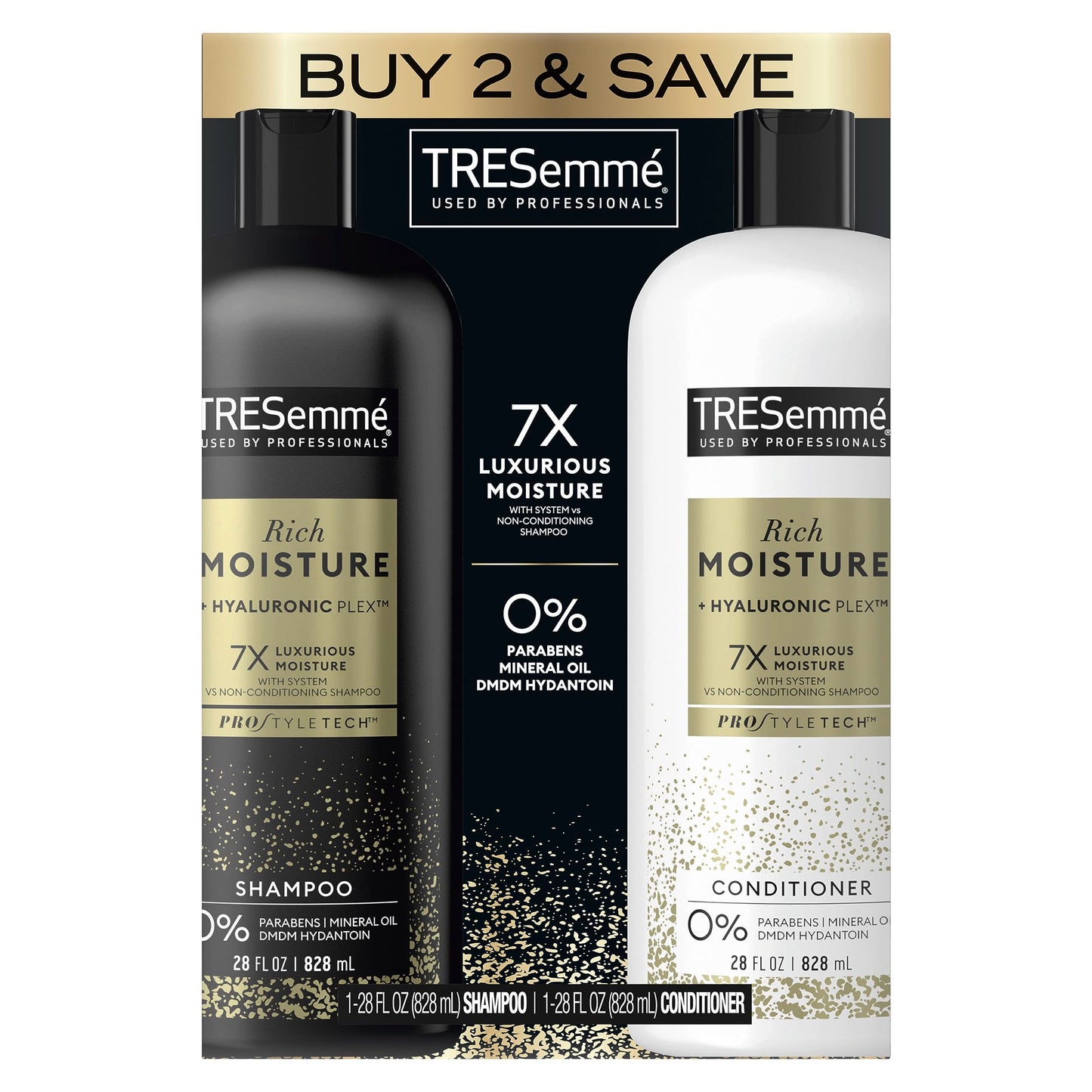 TRESemmé Rich Moisture Shampoo and Conditioner Rich Moisture 2 Count for Dry Hair Formulated With Vitamin E and Biotin 28 oz