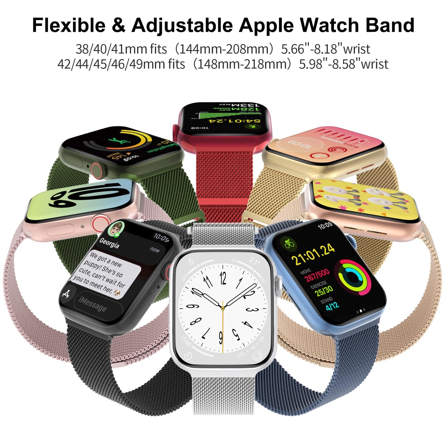 STEEZRD 3 Pack Mesh Metal Band Compatible with Apple Watch Band 38mm 40mm 41mm 42mm 44mm 45mm 46mm 49mm, Stainless Steel Magnetic Loop Strap for iWatch Ultra/2 Series 10/9/8/SE/7/6/5/4/3/2/1 Men Women