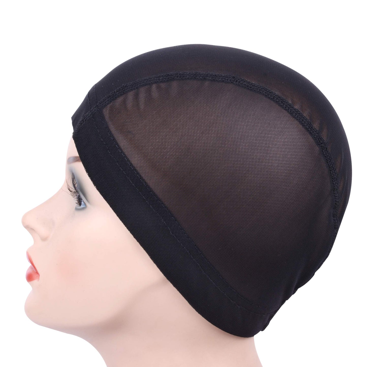 YANTAISIYU 2 Pcs/Lot Wig Caps Mesh Cap for Making Wig Stretchable Hairnets with Wide Elastic Band Mesh Dome Cap for Wigs (Black Mesh Cap M)