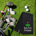 Hafhue Kick Put Grandpa Embroidered Golf Towel, Grandpa Golf Towel, Golf Accessories for Men, Golf Gift for Dad Grandpa, Birthday for Grandpa Golf Fan, Retirement Gift for Grandpa