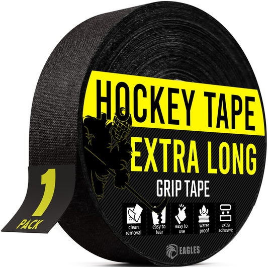 EAGLES Hockey Tape Multipurpose Cloth Tape Roll for Lacrosse Baseball & Softball Bats, Rackets, Pullup Bars, Gardening Tools, Sports Gift Perfect for Wrist, Ankle, Foot, Knee and Hand Taping (Black)