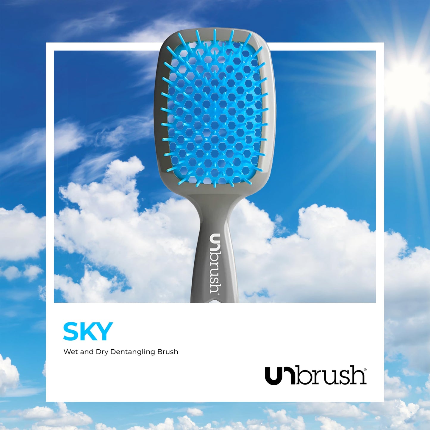 FHI Heat UNbrush Detangling Brush for Pain-Free Brushing on All Wet or Dry Hair Types — Durable DuoFlex Anti-Static Bristles, Lightweight Handle, Vented Hair Brush, Light Blue/Grey