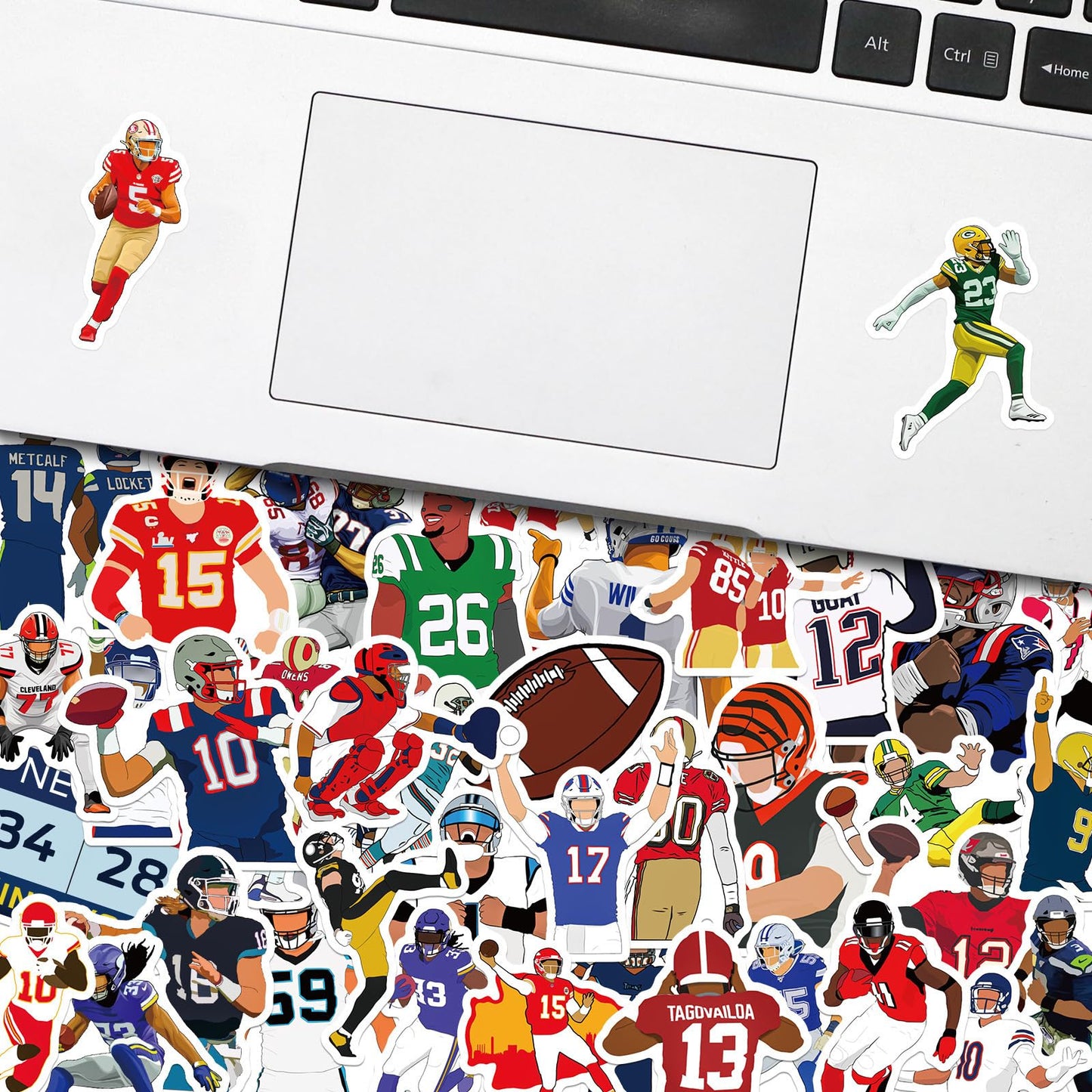 100pcs Football Stickers for Kids, Cool Sport Football Waterproof Vinyl Decal for Girl Teen Adult Water Bottle Laptop Phone Computer Skateboard Luggage Notebook (Football)