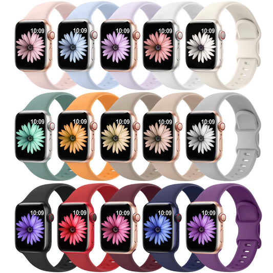 15 Pack Soft Silicone Bands Compatible with Apple Watch Band 40mm 41mm 38mm 45mm 44mm 42mm 46mm 49mm for Women Men,Sport iWatch bands Replacement Strap Wristbands for iWatch SE Series 10 9 8 7 6 5 4 3