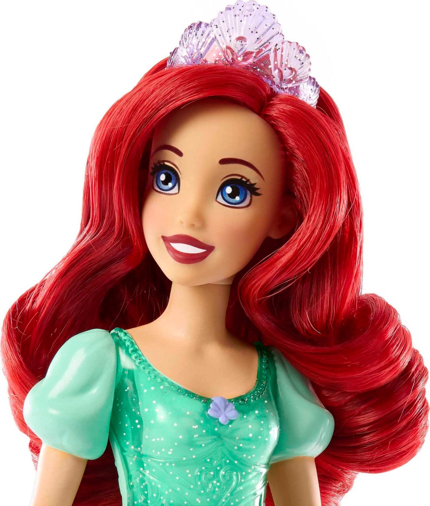 Jouets Mattel Disney Princess, poupée de mode Ariel, look étincelant avec cheveux roux, yeux bleus et accessoire diadème, inspiré du film La Petite Sirène