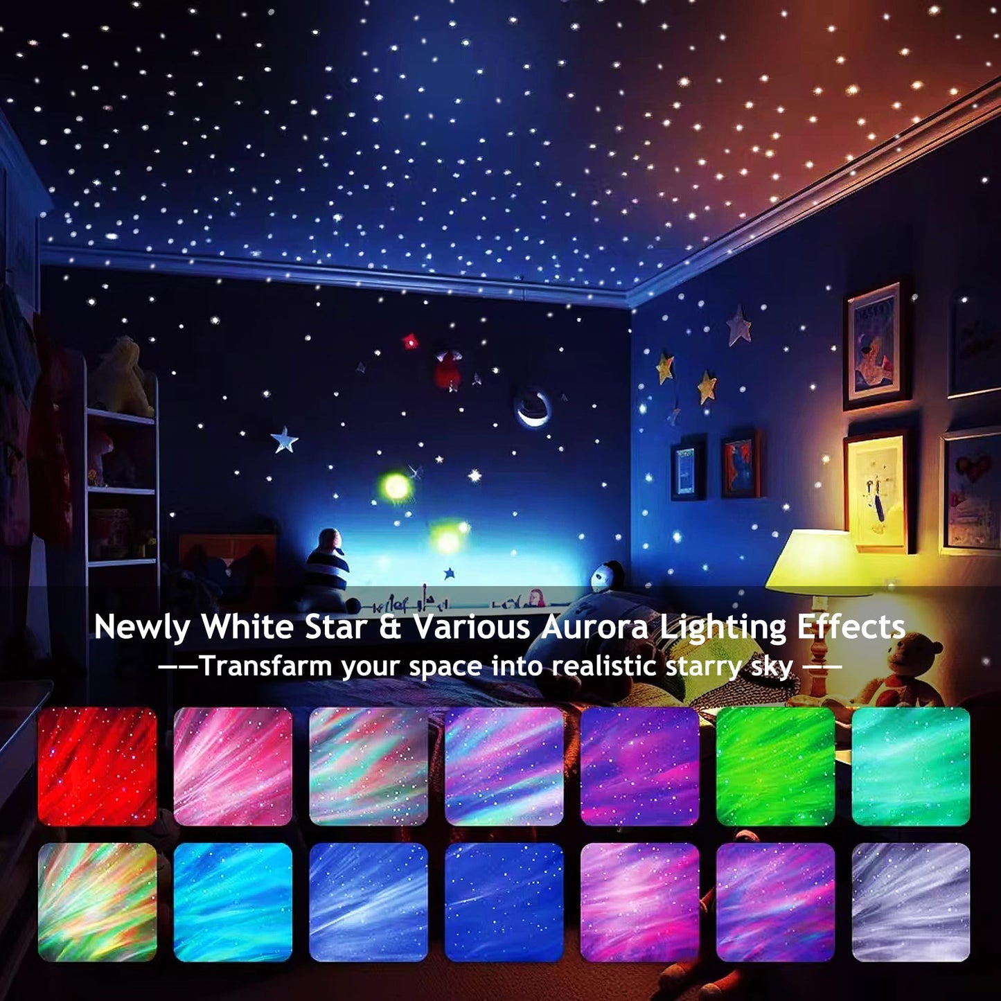 Brizled Star Projector Galaxy Light, USB C Projecteur étoilé blanc Fonctionne avec alimentation PD, haut-parleur Bluetooth et projecteur Aurora à bruit blanc, projecteur LED Galaxy pour chambre à coucher, fête à la maison