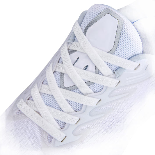 VEILLEONG Elastic Shoelaces for Adults Kids Shoes，No Tie Tieless Shoe Laces for Sneakers, One Size Fits All White