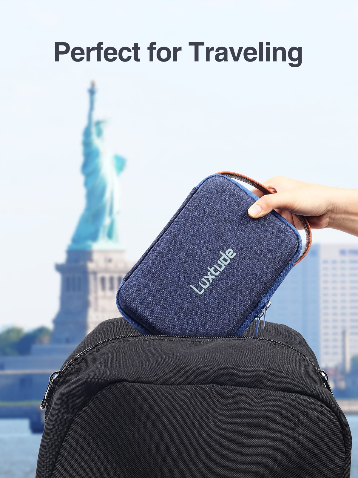 Étui de voyage pour organisateur électronique Luxtude, étui de voyage pour organisateur technologique, organisateur de chargeur portable, petit sac technologique, essentiels de voyage pour chargeur/souris/argent liquide/carte/stylo