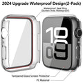 Misxi [Paquete de 2 fundas rígidas impermeables con vidrio templado compatibles con Apple Watch Series 10 (2024) 42 mm, funda protectora ultrafina anticaídas resistente para protector de pantalla iWatch, transparente