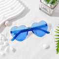 YWL 20 Pairs Blue Heart Sunglasses Bulk Rimless Heart Shaped Sunglasses Fun Heart Glasses for Women Party Favors