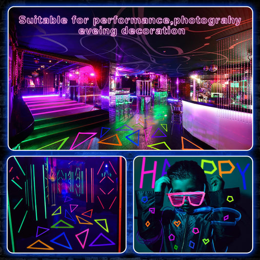 Whaline 6 Colors Neon Gaffer Cloth Tape Fluorescent UV Blacklight Glow in The Dark Tape Neon Duct Reflective Tape for UV Party Theatres Staged Dark Areas(0.6 inch x 16.5 feet)