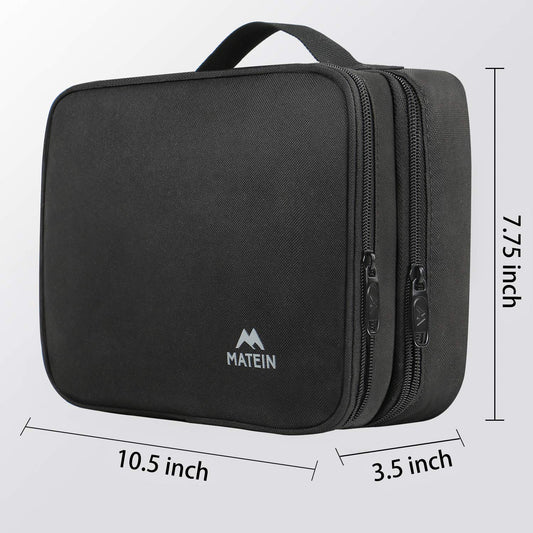 MATEIN Étui de voyage pour organisateur électronique, sac de rangement de câbles résistant à l'eau pour les essentiels de voyage, cadeaux technologiques pour hommes, sac de rangement comme accessoires pour téléphone, cordon, tablette, noir