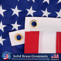 American Flag 3x5 FT 210D For Outside 100% Made In USA Most Durable, Heavy Duty Spun Polyester, Luxury Embroidered Star with Brightly Colored Brass Grommets Premium US Flag