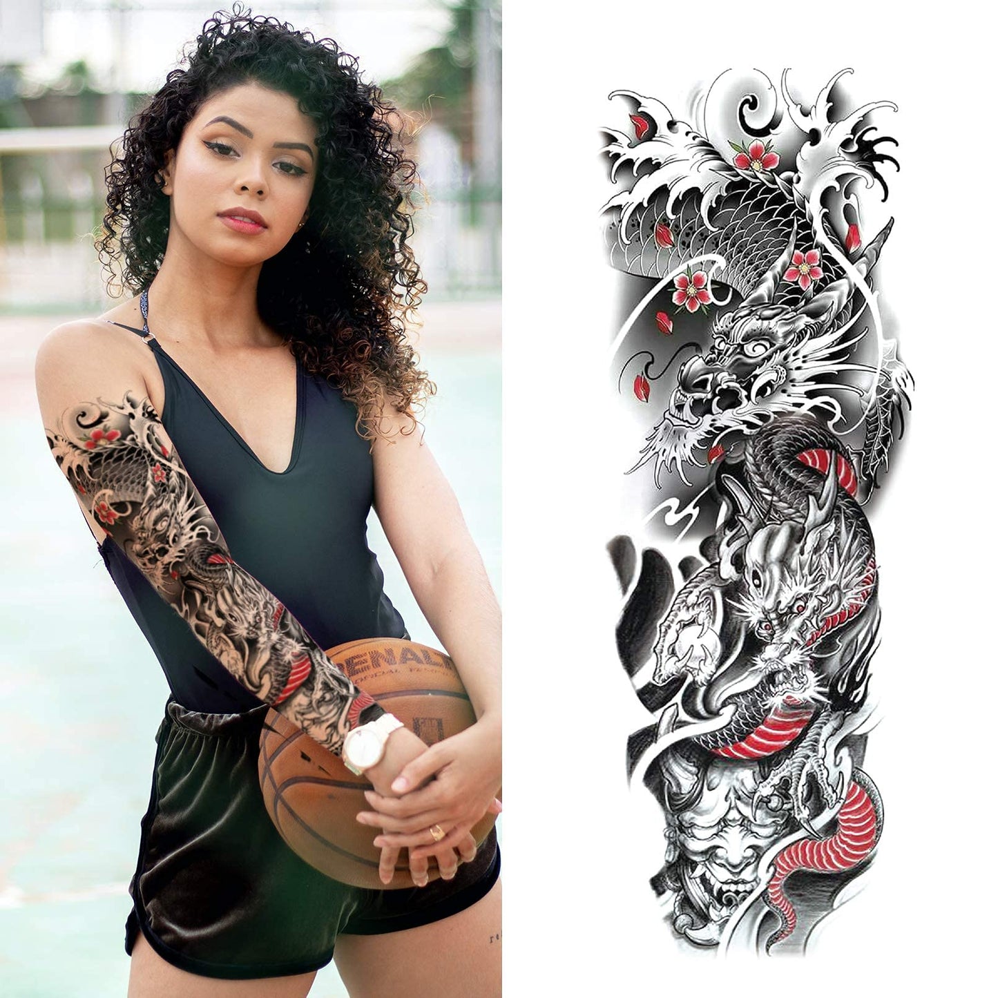 Aresvns Temporary Sleeve Tattoo for Men and Women (L19“xW7”),Waterproof Realistic Fake Tattoos Long lasting,Full Arm Temporary Tattoos,