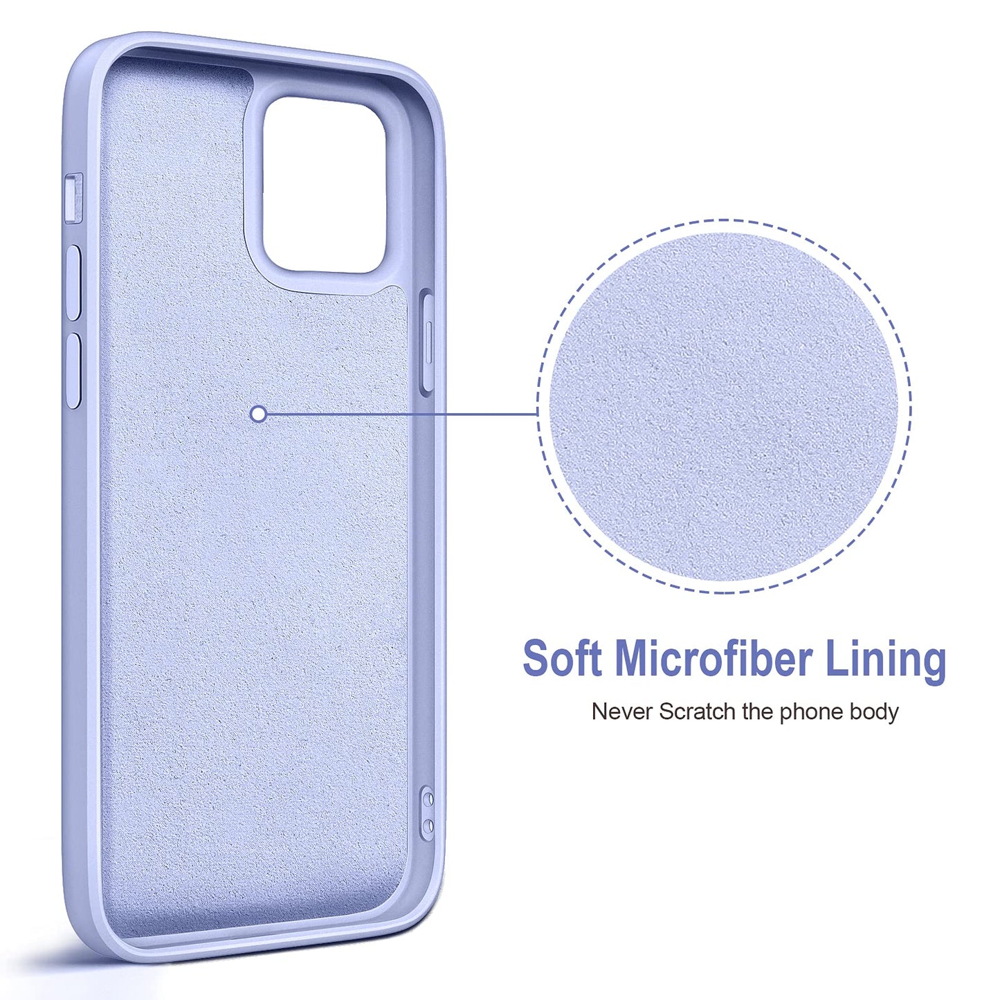 Funda para iPhone 12 y iPhone 12 Pro con soporte de anillo, soporte de anillo giratorio de 360°, soporte magnético, funda protectora de goma a prueba de golpes para teléfono con forro interior de microfibra, violeta claro