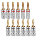 WGGE WG-009 Banana Plugs Audio Jack Connector 6 Pairs / 12 pcs, 24k Gold Dual Screw Lock Speaker Connector for Speaker Wire, Wall Plate, Home Theater, Audio/Video Receiver and Sound Systems…