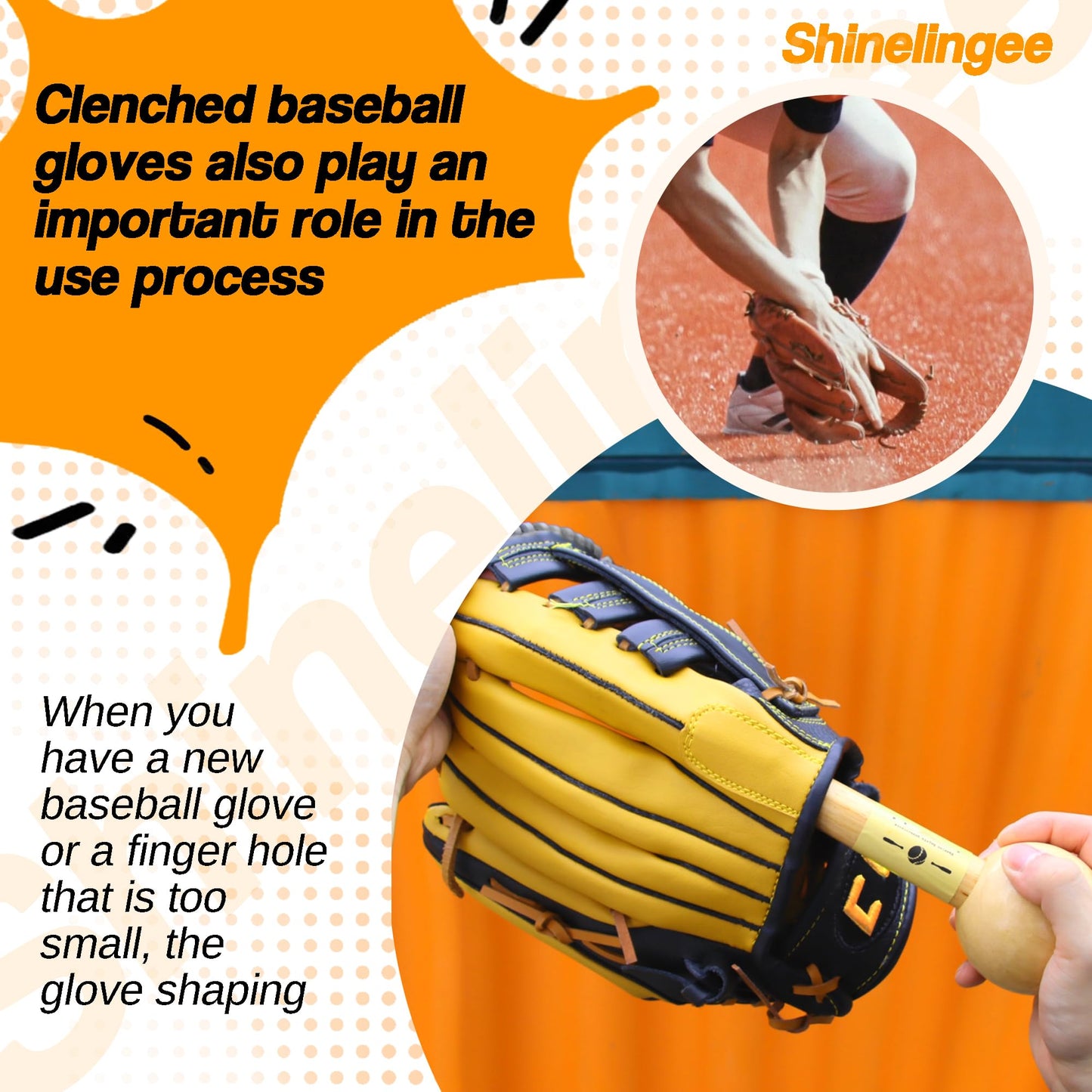 Lingee Baseball Hammer, Baseball Softball Glove Mallet, One-Piece Mallet, Baseball Glove Shaping Hammer with 2Pcs Baseball Lock, Glove Mallet 31cm/12inch…