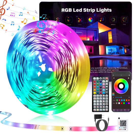 GANZQH 100FT Led Lights for Bedroom, Color Changing RGB Led Strip Lights Indoor, Music Sync Led Light Strip with Remote and App Control, DIY Led lights for Room Home Decor Ambient Lighting (1*100FT)