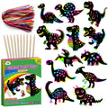 ZMLM Dinosaurs Art & Craft Activity - 48 Pcs Rainbow Scratch Paper Set Craft & DIY Party Favor Games Supplies Gifts for Girls & Boys Ages 4 5 6 7 8 9 for Easter Halloween Christmas Birthday