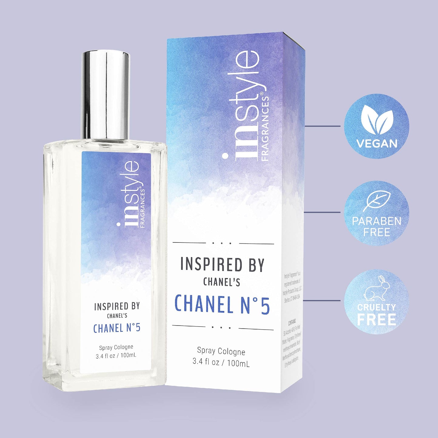 Instyle Fragrances | Inspired by Chanel's Chanel No. 5 | Women’s Eau de Toilette | Vegan, Paraben Free | Never Tested on Animals | 3.4 Fluid Ounces