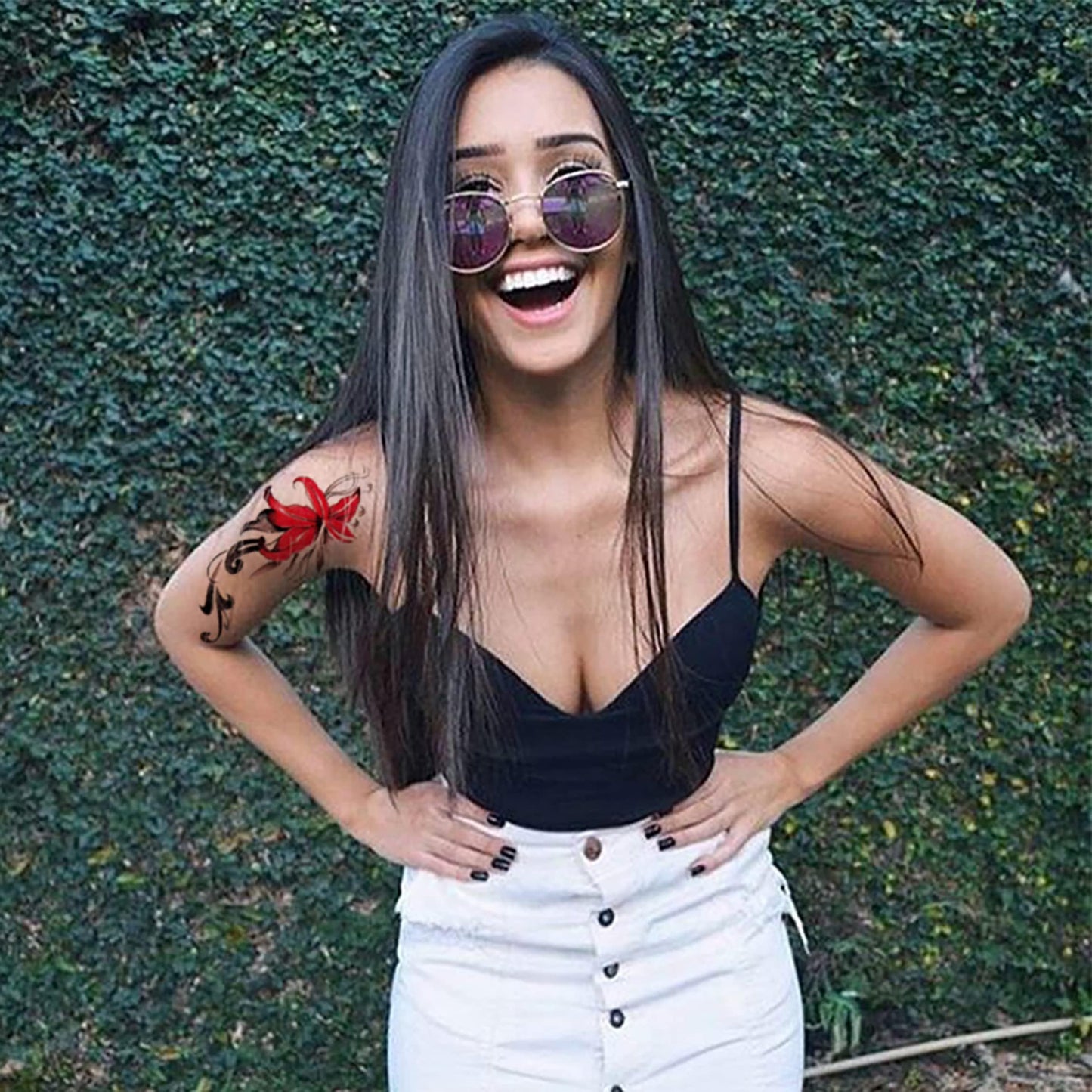 Ooopsi 10 hojas de tatuajes temporales de flores grandes: calcomanías de tatuajes corporales sexys para mujeres y niñas para brazos, piernas, hombros o espalda