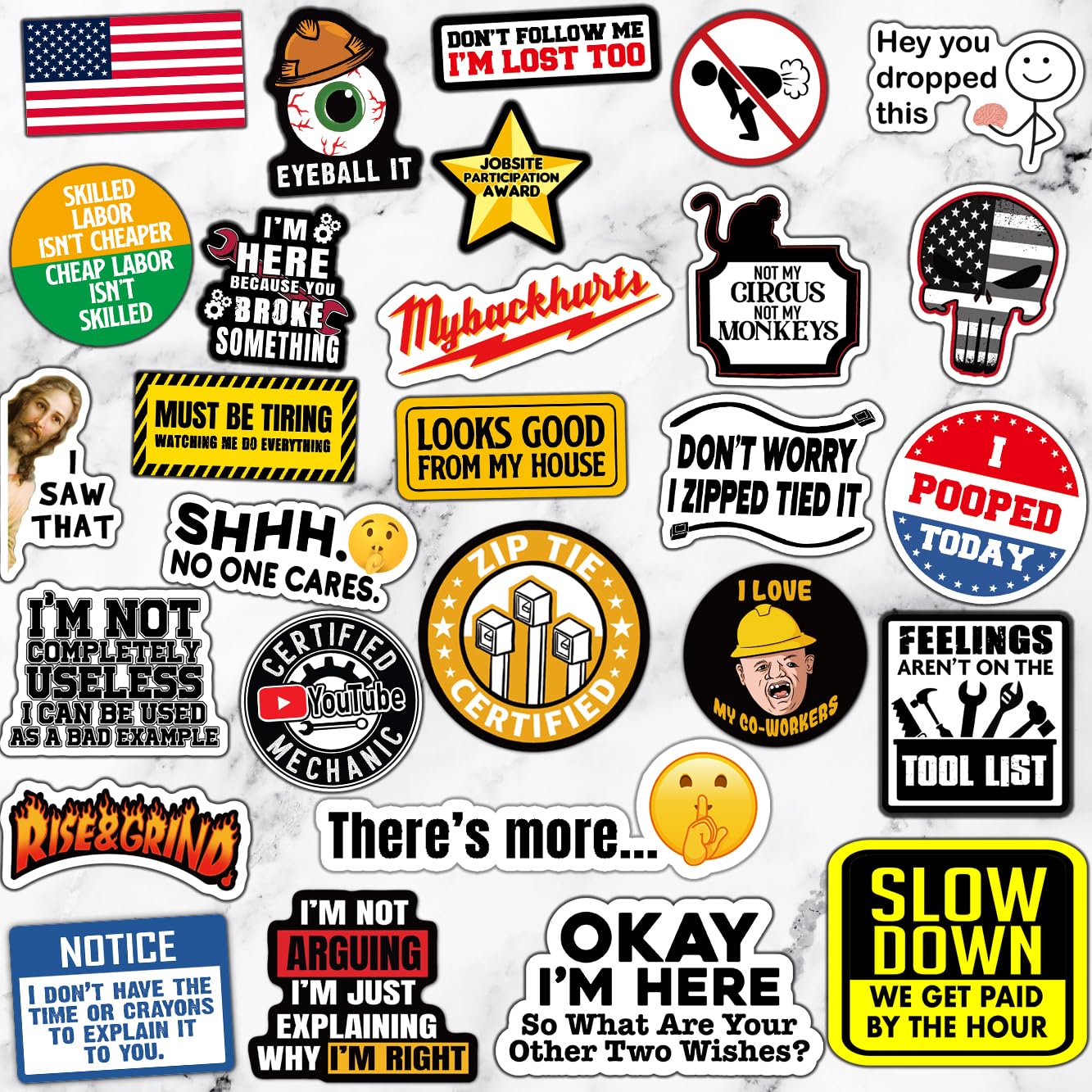 173 PCS Hard Hat Stickers for Adults - Funny (Dirty) for Water Bottle, Laptop, Helmet, Cars, Tool Box, Cars - Blue Collar Stickers for Men, Waterproof