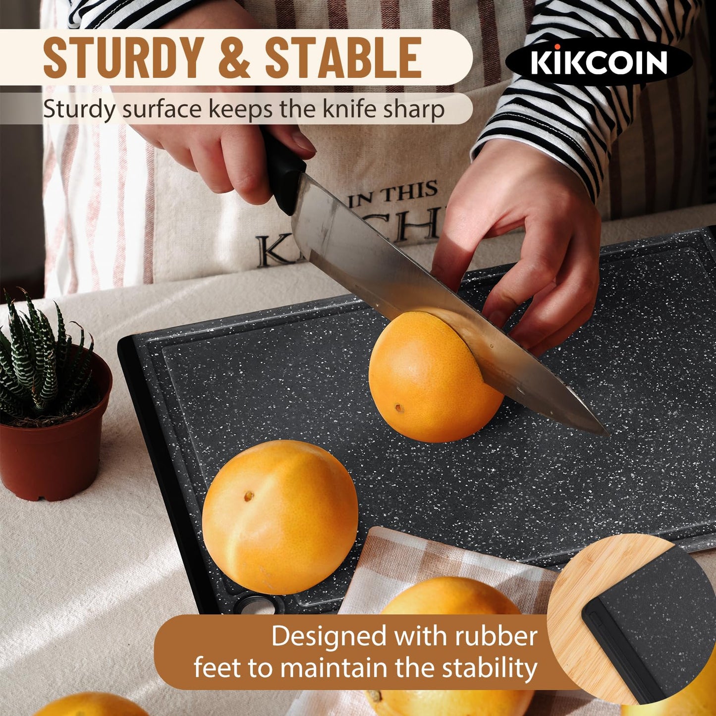 Plastic Cutting Boards for Kitchen, 3-Piece Large Cutting Board Set Dishwasher Safe Chopping Boards with Non-slip Feet and Juice Grooves, Kikcoin