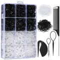 2200 Pcs Elastic Hair Bands with Hair Loop Styling Tool Set, Clear Mini Hair Bands and Black Elastic Hair Ties with Rubber Band Cutter Organizer Box Hair Accessories for Toddler Baby Girl Women