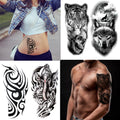 80 Sheets Temporary Tattoos Stickers, Fake Body Arm Chest Shoulder Tattoos for Men and Women, Halloween Temporary Tattoos Black Fake Skull Skeleton Tattoos for Halloween Cosplay