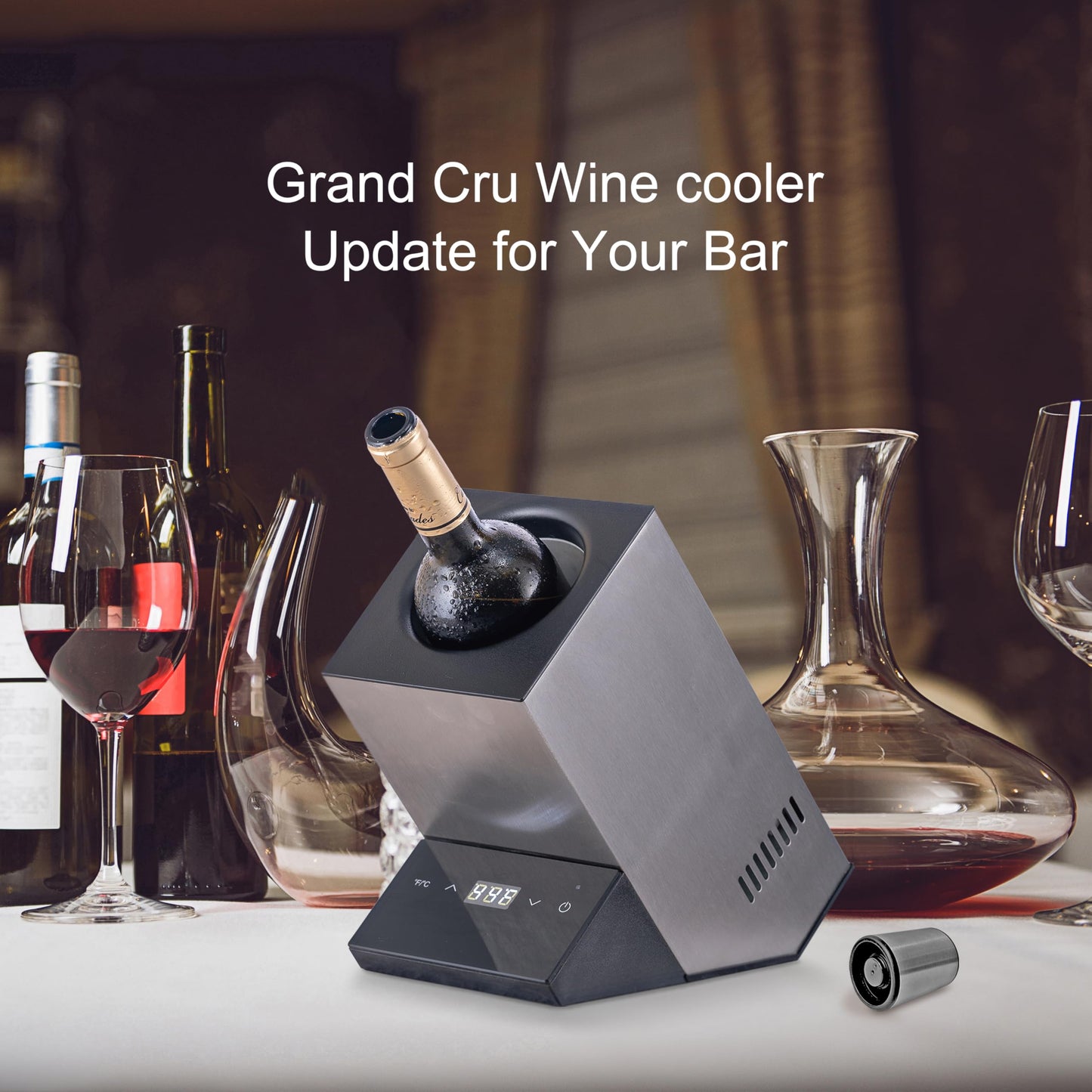 Cobalance Wine Cooler, Electric Wine Chiller for 750mL Wine and Some Champagne Bottles, Single Bottle Wine Cooler Keep Cold Up to 24h, Portable Iceless Chiller at Christmas Party,Gift for Wine Lover