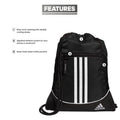 adidas Alliance Sackpack (12L) Lightweight Athletic Small Drawstring Team Sports Workout Bag, Black, One Size