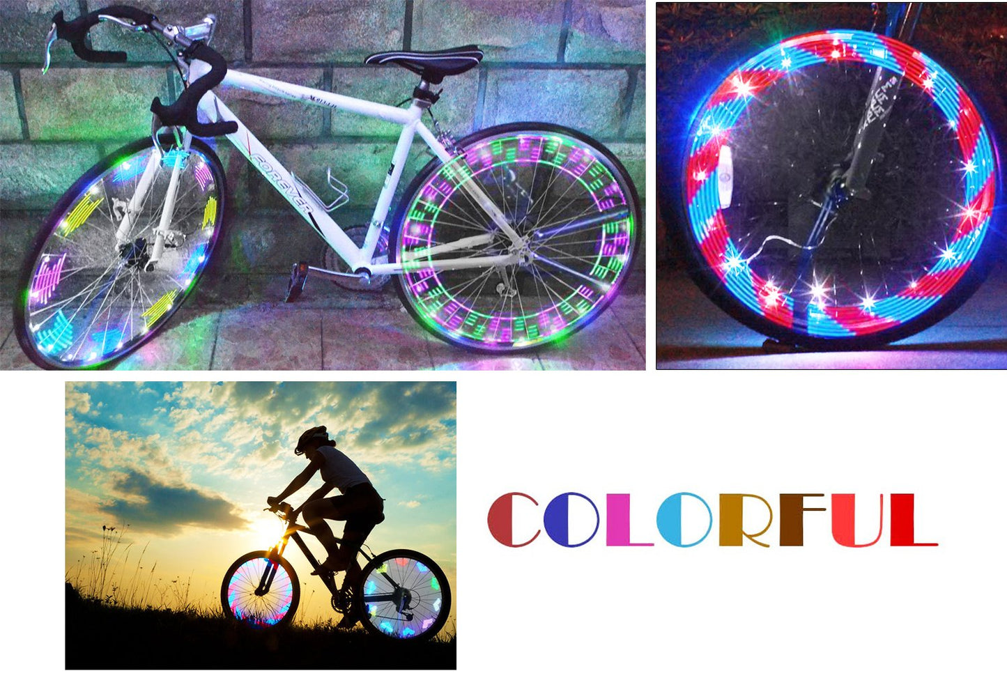 Rottay Bike Wheel Lights, Bicycle Wheel Lights Waterproof RGB Ultra Bright Spoke Lights 14-LED 30pcs Changes Patterns -Safety Cool Bike Tire Accessories Kids Adults-Visible from All Angle