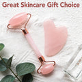 huefull Face Massager Rose Quartz Face Roller & Gua Sha Facial Tool Set, Muscle Tension Relief, Skin Care Gift for Men/Woman, Skin Care Gifts