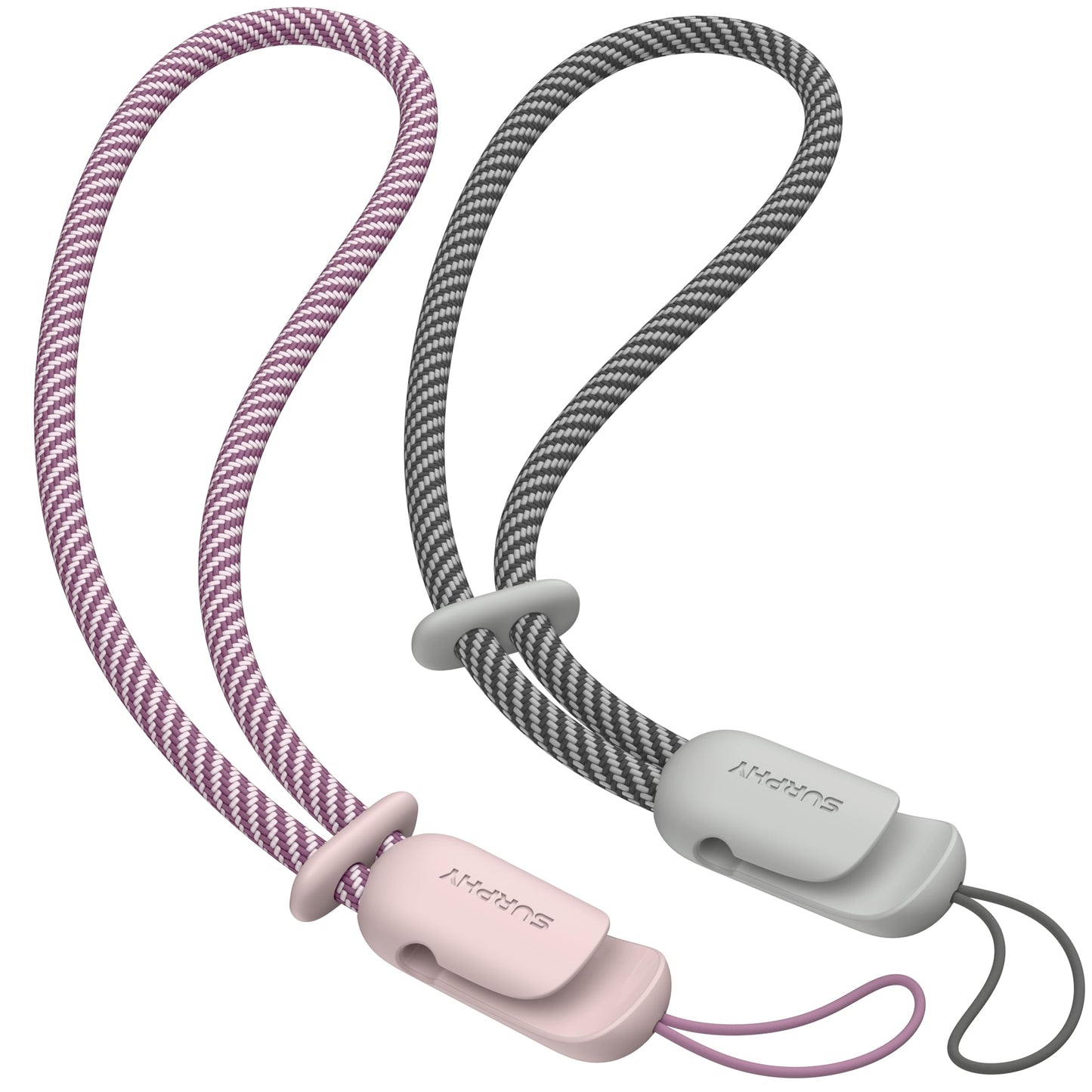 SURPHY 2 Pack Phone Lanyard, Phone Wrist Strap, Anti Theft Phone Strap, Phone Charm with 2-Color Braided, Phone Wrist Lanyard for Women and Men, Pink & Gray