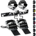 Fitgriff® Lifting Straps & Wrist Wraps (Bundle) Superior Support for Weightlifting & Gym Workouts - for Men and Women (Camo Grey)