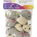 Paquete económico de juguetes para gatos con hierba gatera Skitter Critters de SmartyKat, gris/crema, juego de 10