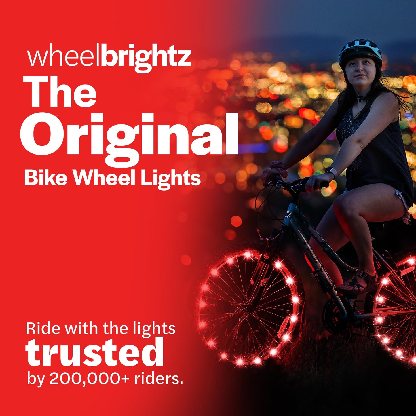 Brightz WheelBrightz LED Lumière de roue de vélo, rouge – Lot de 1 lumière de pneu – Lumières de roue de vélo avant et arrière pour la conduite de nuit – Lumières de vélo alimentées par batterie pour garçons filles enfants cadeau présent