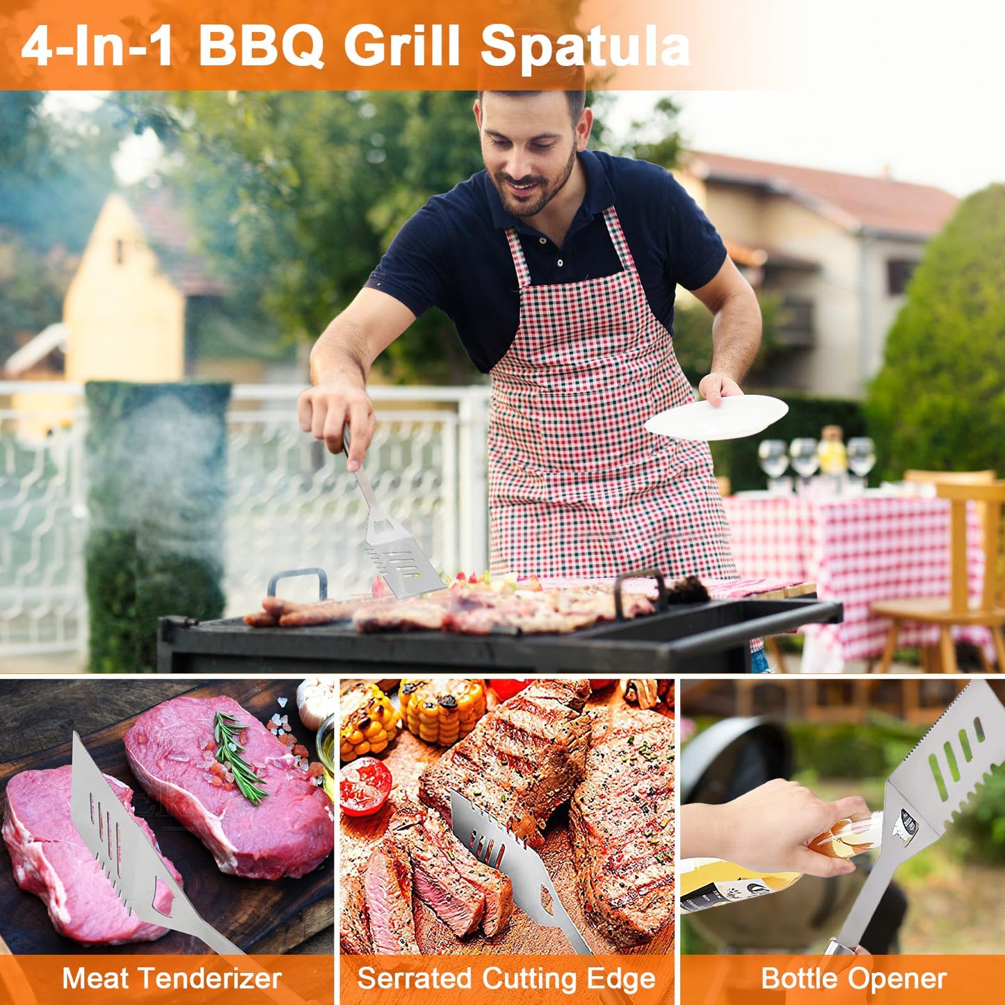 Anpro Grill Kit, Grill Set, Grilling Utensil Set, Grilling Accessories, BBQ Accessories, BBQ Kit, BBQ Grill Tools,Smoker, Camping, Kitchen, Stainless Steel, 21 Pcs,Grilling Gifts for Fathers Day